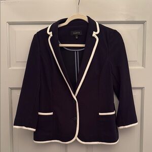 Talbots Navy and White Blazer with Classic Tailored Design